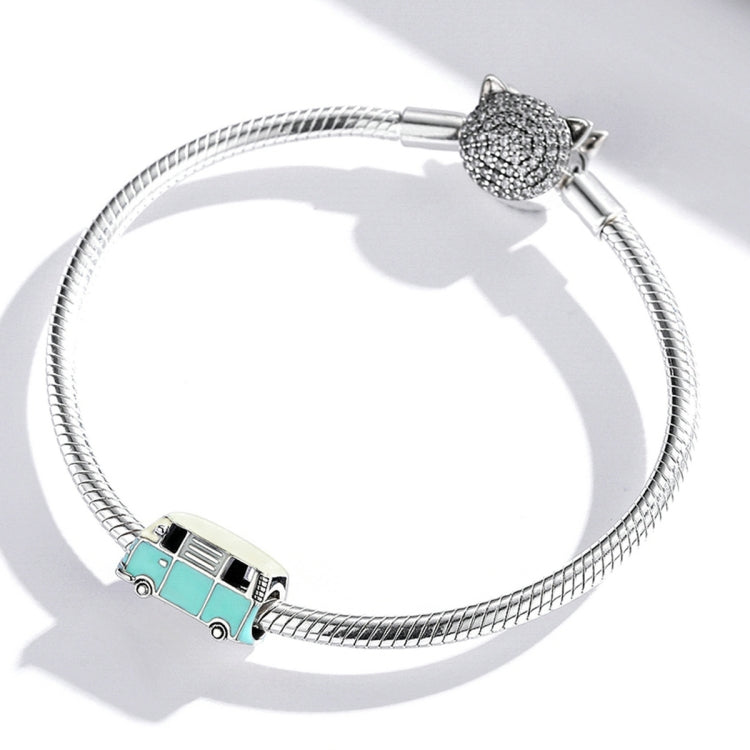 Accessori per collana braccialetto fai-da-te con perline mini bus in argento sterling S925, Mini Bus