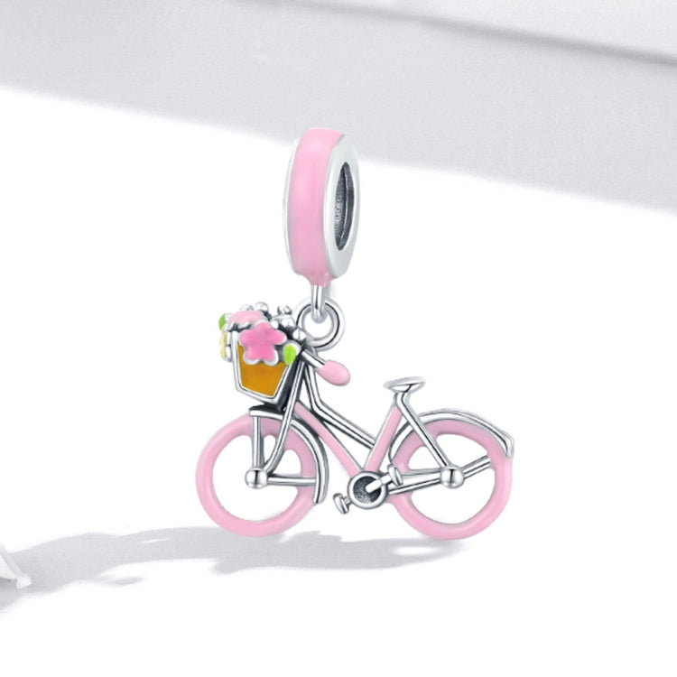 Accessori per collana braccialetto fai da te con ciondolo bicicletta rosa in argento sterling S925, Pink Bicycle