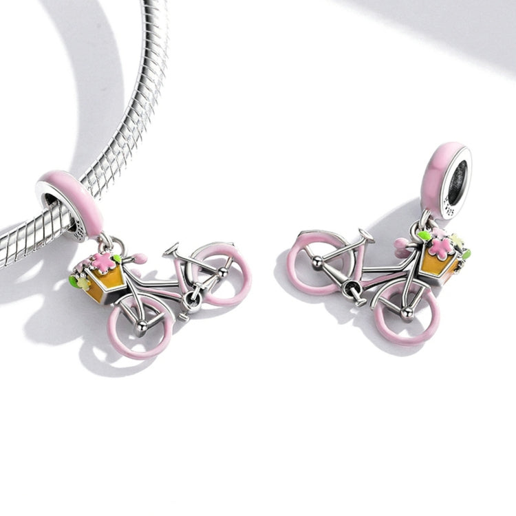 Accessori per collana braccialetto fai da te con ciondolo bicicletta rosa in argento sterling S925, Pink Bicycle