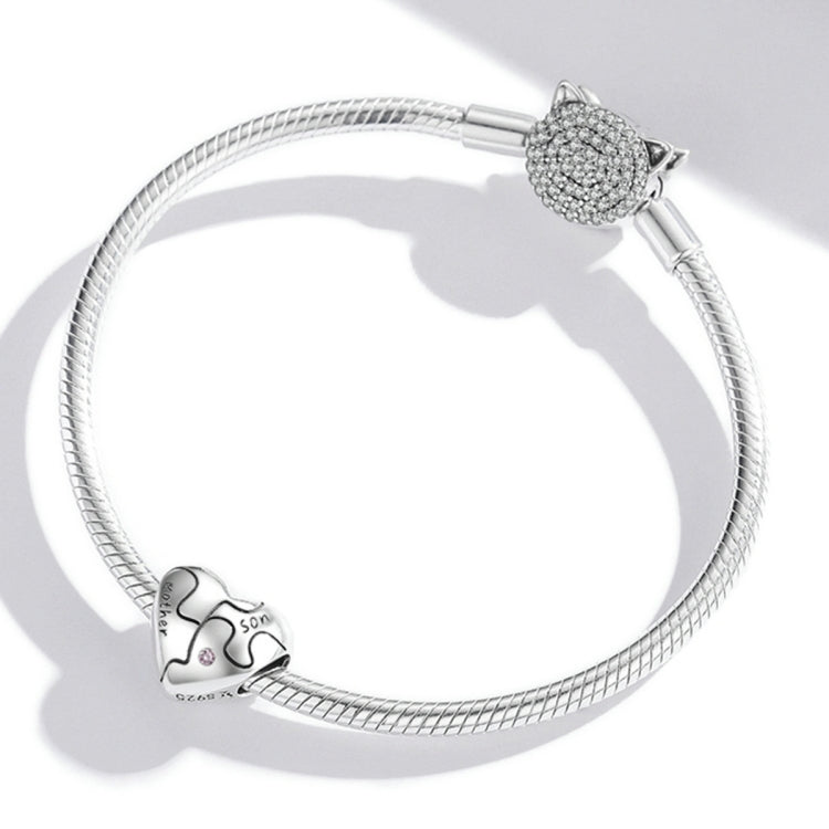 Accessori per collana braccialetto fai-da-te con perline puzzle a forma di cuore in argento sterling S925, Heart Puzzle