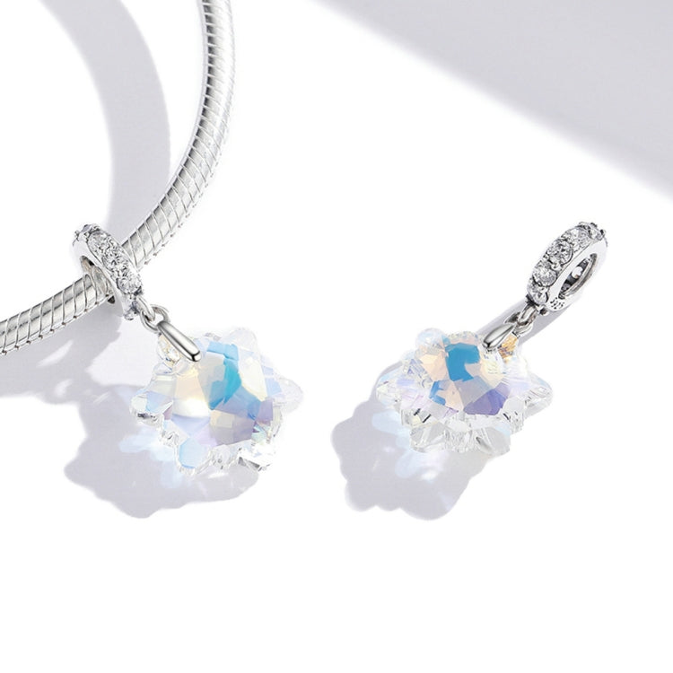 Accessori per collana braccialetto fai-da-te con ciondolo fiocco di neve in cristallo in argento sterling S925, Crystal Snowflake