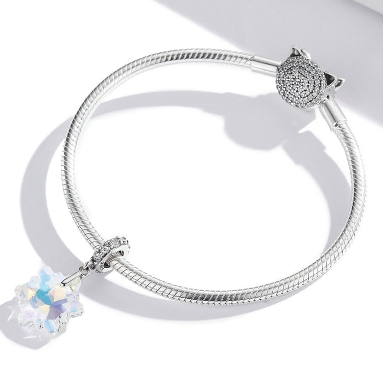 Accessori per collana braccialetto fai-da-te con ciondolo fiocco di neve in cristallo in argento sterling S925, Crystal Snowflake