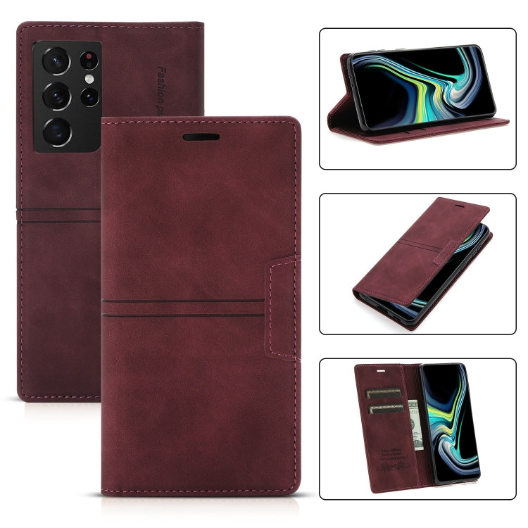 Custodia in pelle PU a vibrazione orizzontale da lavoro con ventosa magnetica da sogno con supporto, slot per schede e portafoglio, For Samsung Galaxy S21 FE 5G, For Samsung Galaxy S21 Ultra 5G