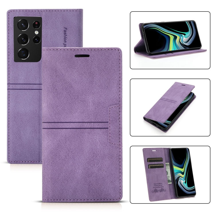 Custodia in pelle PU a vibrazione orizzontale da lavoro con ventosa magnetica da sogno con supporto, slot per schede e portafoglio, For Samsung Galaxy S21 FE 5G, For Samsung Galaxy S21 Ultra 5G