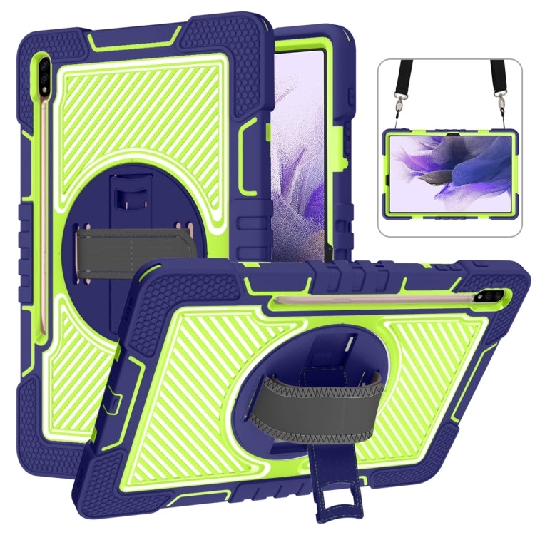 Rotazione a 360 gradi in silicone antiurto + custodia per PC con colore a contrasto con supporto, cinturino per impugnatura e tracolla, For Samsung Galaxy Tab S7 FE T730 / T735
