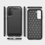 Custodia in TPU in fibra di carbonio con trama spazzolata, For Samsung Galaxy S22, For Samsung Galaxy S22+ 5G, For Samsung Galaxy S22 Ultra