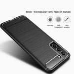 Custodia in TPU in fibra di carbonio con trama spazzolata, For Samsung Galaxy S22, For Samsung Galaxy S22+ 5G, For Samsung Galaxy S22 Ultra