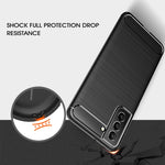 Custodia in TPU in fibra di carbonio con trama spazzolata, For Samsung Galaxy S22, For Samsung Galaxy S22+ 5G, For Samsung Galaxy S22 Ultra