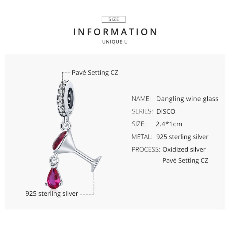 Accessori per collana braccialetto fai da te con ciondolo in vetro di vino in argento sterling S925