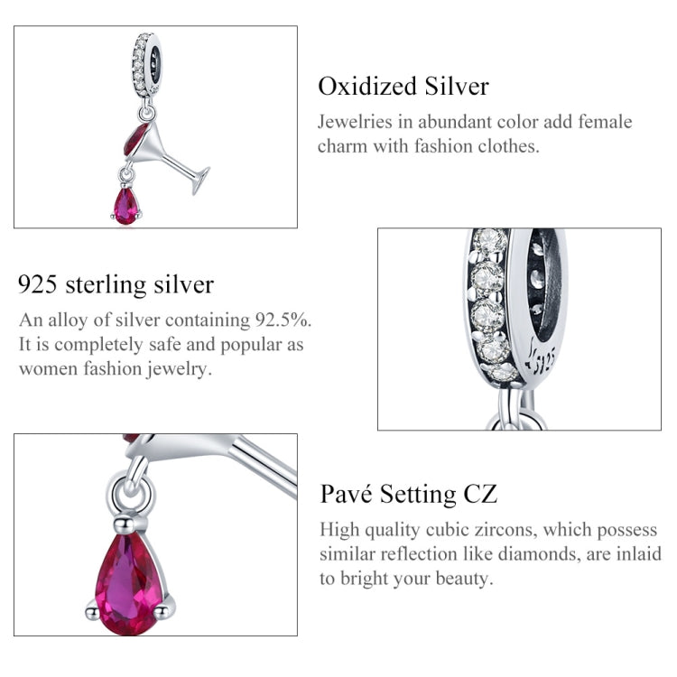 Accessori per collana braccialetto fai da te con ciondolo in vetro di vino in argento sterling S925