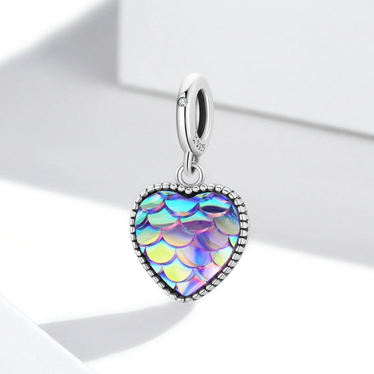 Accessori per collana braccialetto fai-da-te con ciondolo a forma di cuore in scala di pesce in argento sterling S925