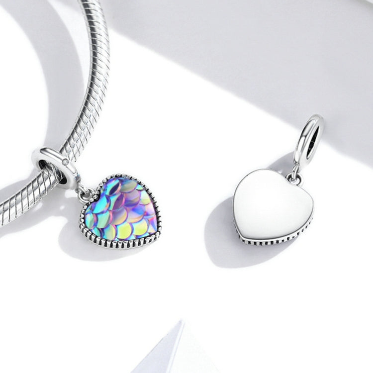 Accessori per collana braccialetto fai-da-te con ciondolo a forma di cuore in scala di pesce in argento sterling S925