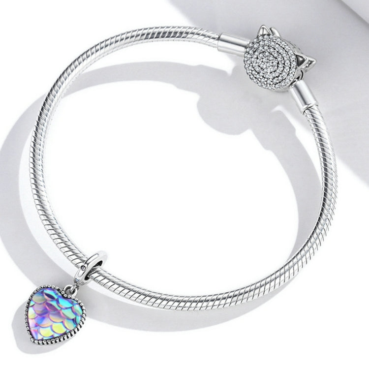 Accessori per collana braccialetto fai-da-te con ciondolo a forma di cuore in scala di pesce in argento sterling S925