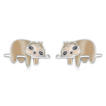 Orecchini da donna con orecchini a bottone a forma di bradipo in argento sterling S925, Cute Sloth