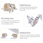 Orecchini da donna con orecchini a bottone a forma di bradipo in argento sterling S925, Cute Sloth