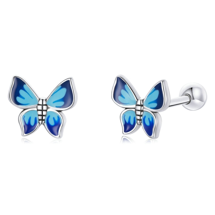 Orecchini da donna con orecchini a bottone a farfalla in argento sterling S925, Butterfly