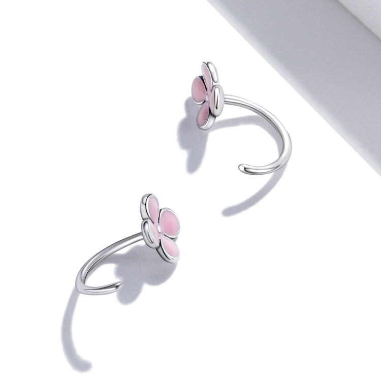 Orecchini da donna con orecchini a bottone con fiori rosa in argento sterling S925, Pink Flowers