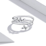 Anello aperto da donna in vimini multi-anello in argento sterling S925, Wicker