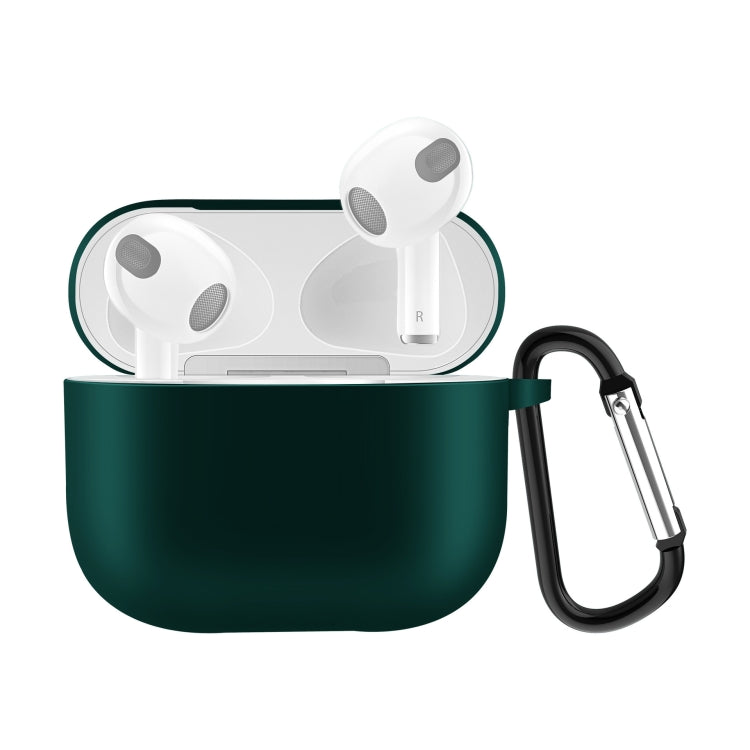 Custodia protettiva per auricolari in silicone tinta unita per AirPods 3, con gancio