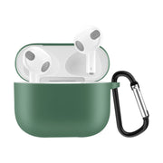 Custodia protettiva per auricolari in silicone tinta unita per AirPods 3, con gancio