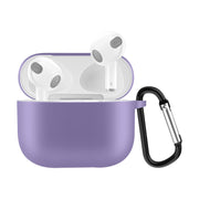Custodia protettiva per auricolari in silicone tinta unita per AirPods 3, con gancio