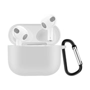 Custodia protettiva per auricolari in silicone tinta unita per AirPods 3, con gancio