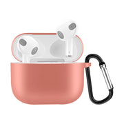 Custodia protettiva per auricolari in silicone tinta unita per AirPods 3, con gancio