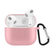 Custodia protettiva per auricolari in silicone tinta unita per AirPods 3, con gancio