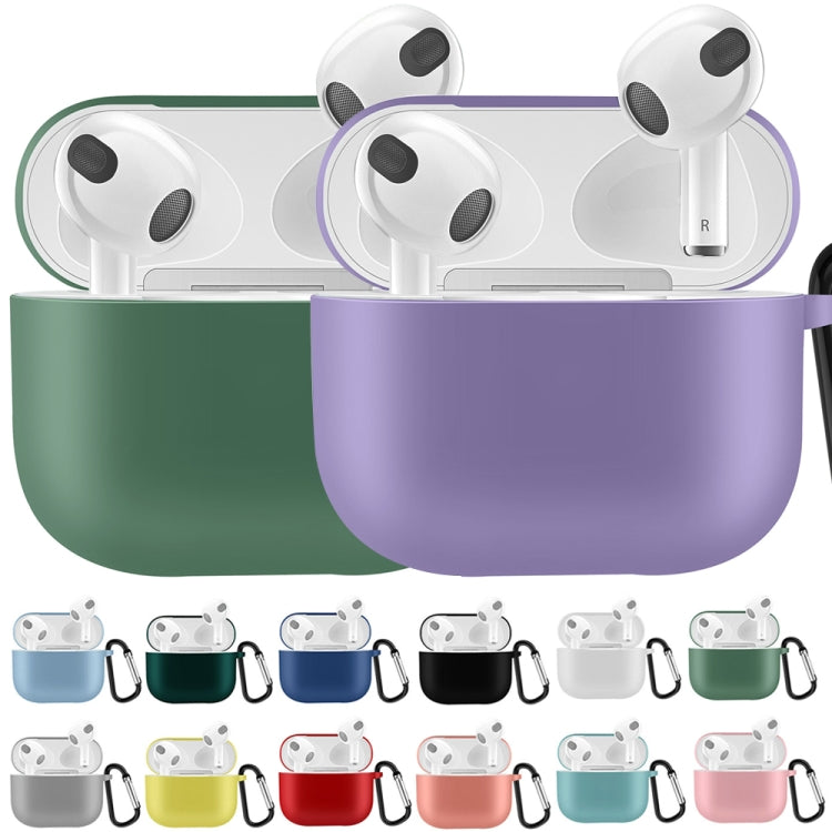 Custodia protettiva per auricolari in silicone tinta unita per AirPods 3, con gancio