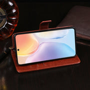idewei Custodia in pelle orizzontale a conchiglia Crazy Horse Texture con supporto e slot per carte e portafoglio, For vivo X70, For vivo X70 Pro, For vivo X70 Pro+