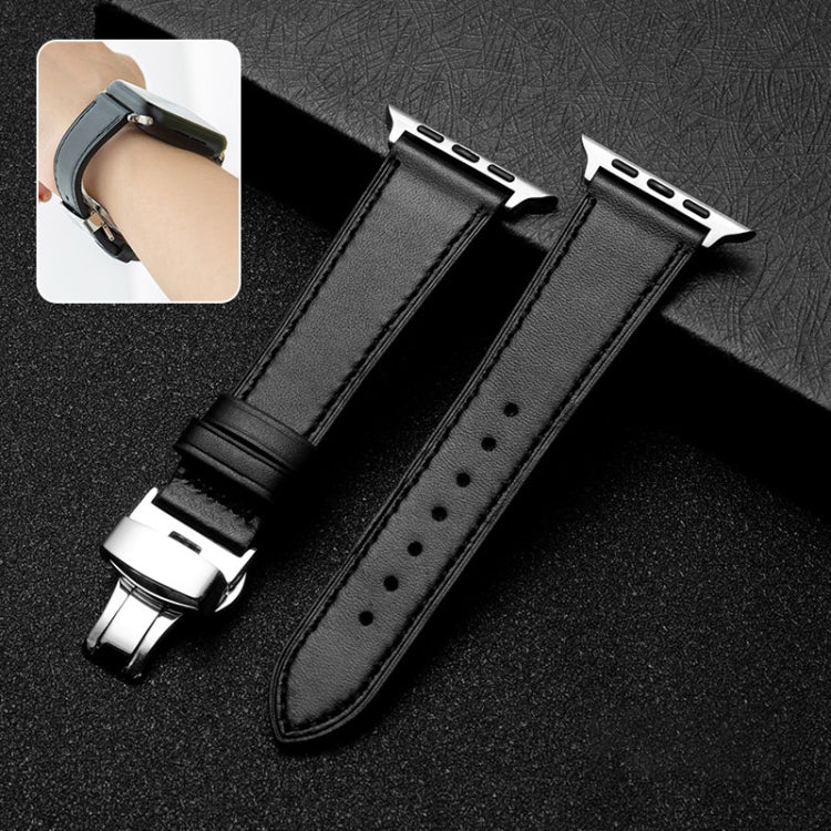 Cinturino per cinturino in pelle di vacchetta con strato superiore da lavoro con chiusura a farfalla, For Apple Watch Series 8&7 41mm / SE 2&6&SE&5&4 40mm / 3&2&1 38mm, For Apple Watch Series 6&SE&5&4 44mm / 3&2&1 42mm                                  ...