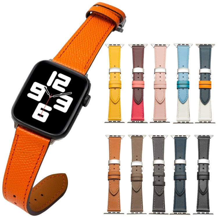 Cinturino per cinturino in pelle di vacchetta con strato superiore da lavoro con chiusura a farfalla, For Apple Watch Series 8&7 41mm / SE 2&6&SE&5&4 40mm / 3&2&1 38mm, For Apple Watch Series 6&SE&5&4 44mm / 3&2&1 42mm                                  ...