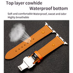 Cinturino per cinturino in pelle di vacchetta con strato superiore da lavoro con chiusura a farfalla, For Apple Watch Series 8&7 41mm / SE 2&6&SE&5&4 40mm / 3&2&1 38mm, For Apple Watch Series 6&SE&5&4 44mm / 3&2&1 42mm                                  ...