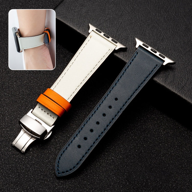 Cinturino per cinturino in pelle di vacchetta con strato superiore da lavoro con chiusura a farfalla, For Apple Watch Series 8&7 41mm / SE 2&6&SE&5&4 40mm / 3&2&1 38mm, For Apple Watch Series 6&SE&5&4 44mm / 3&2&1 42mm                                  ...