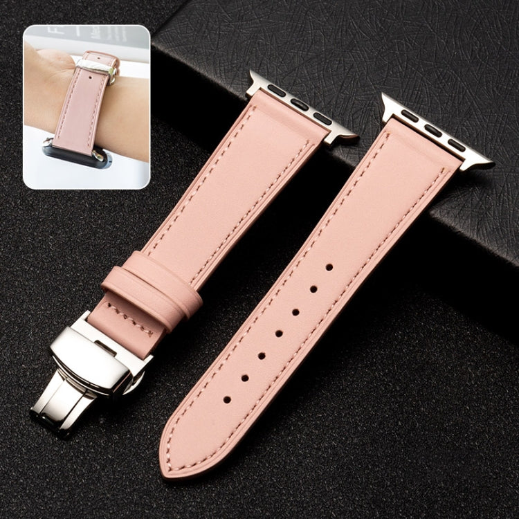Cinturino per cinturino in pelle di vacchetta con strato superiore da lavoro con chiusura a farfalla, For Apple Watch Series 8&7 41mm / SE 2&6&SE&5&4 40mm / 3&2&1 38mm, For Apple Watch Series 6&SE&5&4 44mm / 3&2&1 42mm                                  ...