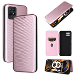 Struttura in fibra di carbonio Flip orizzontale magnetico Custodia in pelle TPU + PC + PU con slot per schede, For OPPO Realme 8i