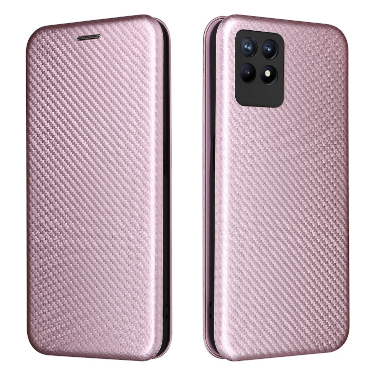 Struttura in fibra di carbonio Flip orizzontale magnetico Custodia in pelle TPU + PC + PU con slot per schede, For OPPO Realme 8i