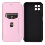 Struttura in fibra di carbonio Flip orizzontale magnetico Custodia in pelle TPU + PC + PU con slot per schede, For OPPO Realme 8i