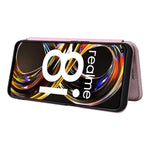 Struttura in fibra di carbonio Flip orizzontale magnetico Custodia in pelle TPU + PC + PU con slot per schede, For OPPO Realme 8i