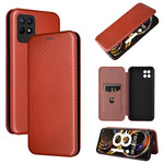 Struttura in fibra di carbonio Flip orizzontale magnetico Custodia in pelle TPU + PC + PU con slot per schede, For OPPO Realme 8i