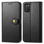 Custodia per telefono con fibbia in pelle tinta unita con cordino e cornice per foto e slot per schede e portafoglio e funzione di supporto, For Samsung Galaxy A03s 166mm
