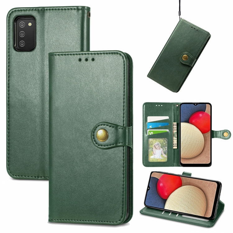 Custodia per telefono con fibbia in pelle tinta unita con cordino e cornice per foto e slot per schede e portafoglio e funzione di supporto, For Samsung Galaxy A03s 166mm