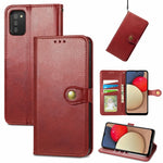 Custodia per telefono con fibbia in pelle tinta unita con cordino e cornice per foto e slot per schede e portafoglio e funzione di supporto, For Samsung Galaxy A03s 166mm