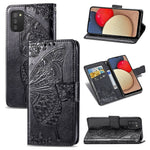 Farfalla Love Flowers Custodia in pelle a ribalta orizzontale goffrata con supporto e fessure per carte e portafoglio e cordino, For Samsung Galaxy A03s 166mm