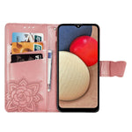 Farfalla Love Flowers Custodia in pelle a ribalta orizzontale goffrata con supporto e fessure per carte e portafoglio e cordino, For Samsung Galaxy A03s 166mm