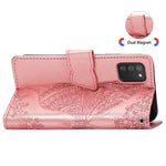 Farfalla Love Flowers Custodia in pelle a ribalta orizzontale goffrata con supporto e fessure per carte e portafoglio e cordino, For Samsung Galaxy A03s 166mm