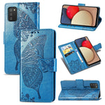 Farfalla Love Flowers Custodia in pelle a ribalta orizzontale goffrata con supporto e fessure per carte e portafoglio e cordino, For Samsung Galaxy A03s 166mm