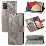 Farfalla Love Flowers Custodia in pelle a ribalta orizzontale goffrata con supporto e fessure per carte e portafoglio e cordino, For Samsung Galaxy A03s 166mm