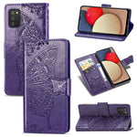 Farfalla Love Flowers Custodia in pelle a ribalta orizzontale goffrata con supporto e fessure per carte e portafoglio e cordino, For Samsung Galaxy A03s 166mm