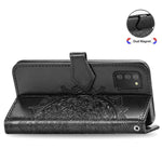 Custodia in pelle con apertura orizzontale in rilievo con fiore di mandala con supporto, tre slot per carte, portafoglio e cordino, For Samsung Galaxy A03s 166mm